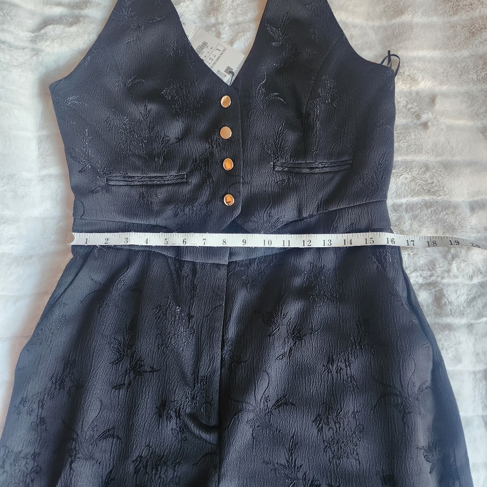 Zara jacquard vest jumpsuit/ vest halter jumpsuit black sz L BNWT - Picture 6 of 11